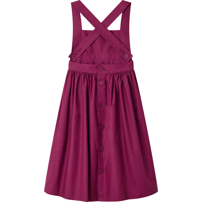 Gladys Vintage Pinafore Wide Cross-Over Back Straps Dress, Purple - Dresses - 2