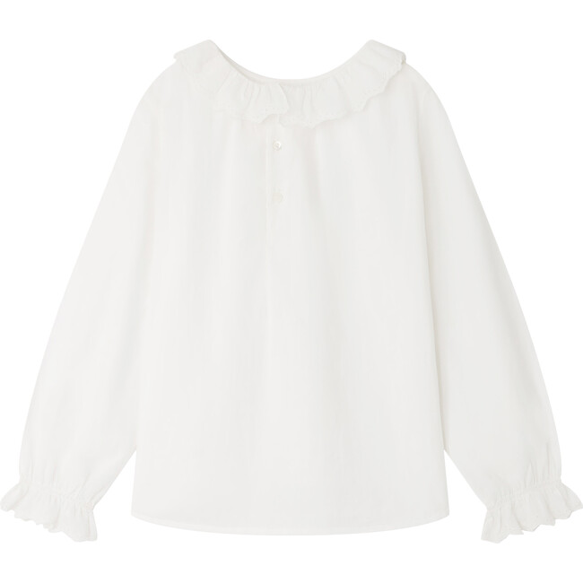 Jaya Round Neck Long Sleeve Blouse, Milk White - Blouses - 2