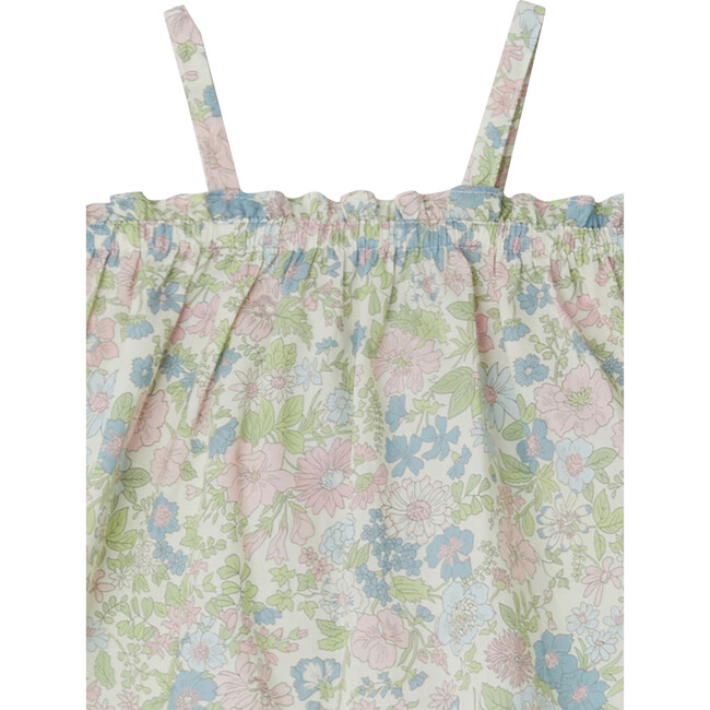 Apo Liberty Print Flared Cut Thin Strap Blouse, Pink Flowers - Blouses - 3