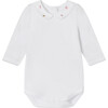 Cygne Peter Pan Collar Long Sleeve Onesie, White - Bodysuits - 1 - thumbnail