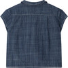 Gerald Rounded Notched Collar Short Sleeve Chambray Shirt, Blue - Shirts - 2
