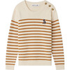 Crofton Ribbed Crew Neck Striped Sweater, Honey - Sweaters - 1 - thumbnail