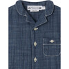 Gerald Rounded Notched Collar Short Sleeve Chambray Shirt, Blue - Shirts - 3