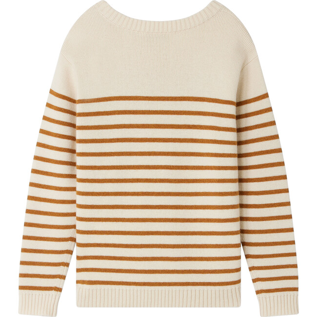 Crofton Ribbed Crew Neck Striped Sweater, Honey - Sweaters - 2