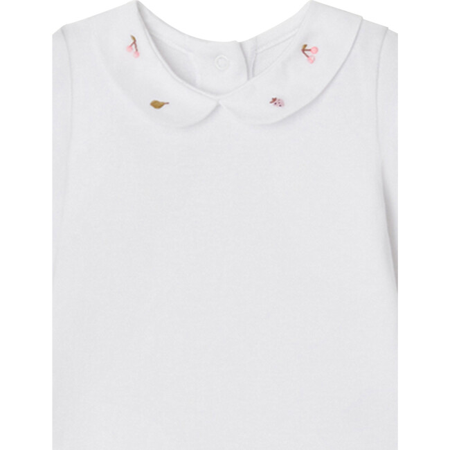 Cygne Peter Pan Collar Long Sleeve Onesie, White - Bodysuits - 3