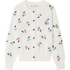 Aizoon Knit Crew Neck Embroidered Cardigan, Multicolor Cherry - Cardigans - 1 - thumbnail