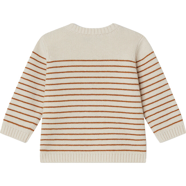 Aleksi Ribbed Crew Neck Long Sleeve Striped Sweater, Honey - Sweaters - 2