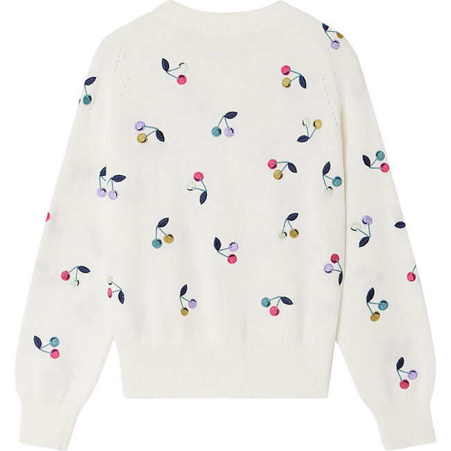 Aizoon Knit Crew Neck Embroidered Cardigan, Multicolor Cherry - Cardigans - 2