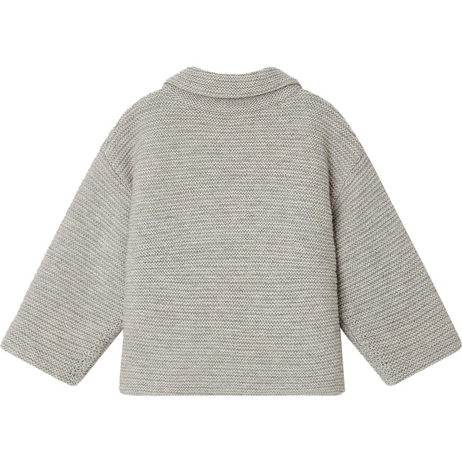 Aalya Knit Lapel Collar Jacket, Pearl Grey - Cardigans - 2