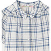 Adele Seersucker Short Sleeve Plaid Blouse, Blue - Blouses - 3