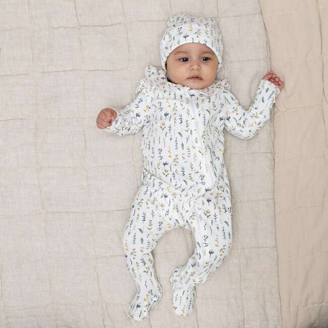 Scallop Trim Infant Hat, Wildflower Print - Hats - 4