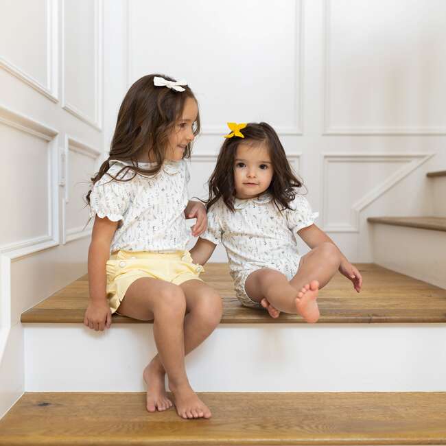 Organic Peter Pan Collar Bodysuit, Wildflower Print - Bodysuits - 4