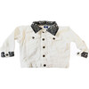 Long Sleeve Bandana Cuff Denim Jacket, White And Black - Jackets - 1 - thumbnail