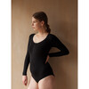 Women's Long Sleeve Bodysuit, Black - Tees - 2 - thumbnail