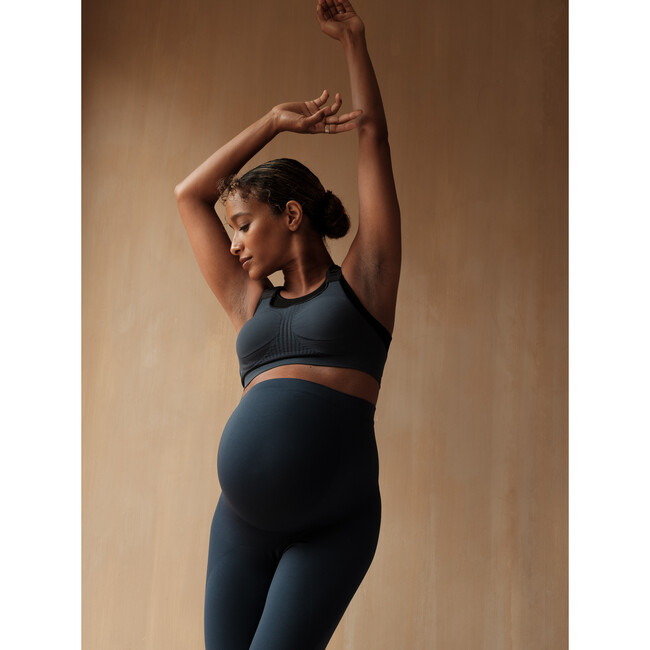 Women's Maternity Sports Leggings, Midnight Blue - Leggings - 2