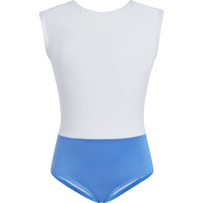 The Upper West High Neck 2-Tone One-Piece Swimsuit, Blue Deep
