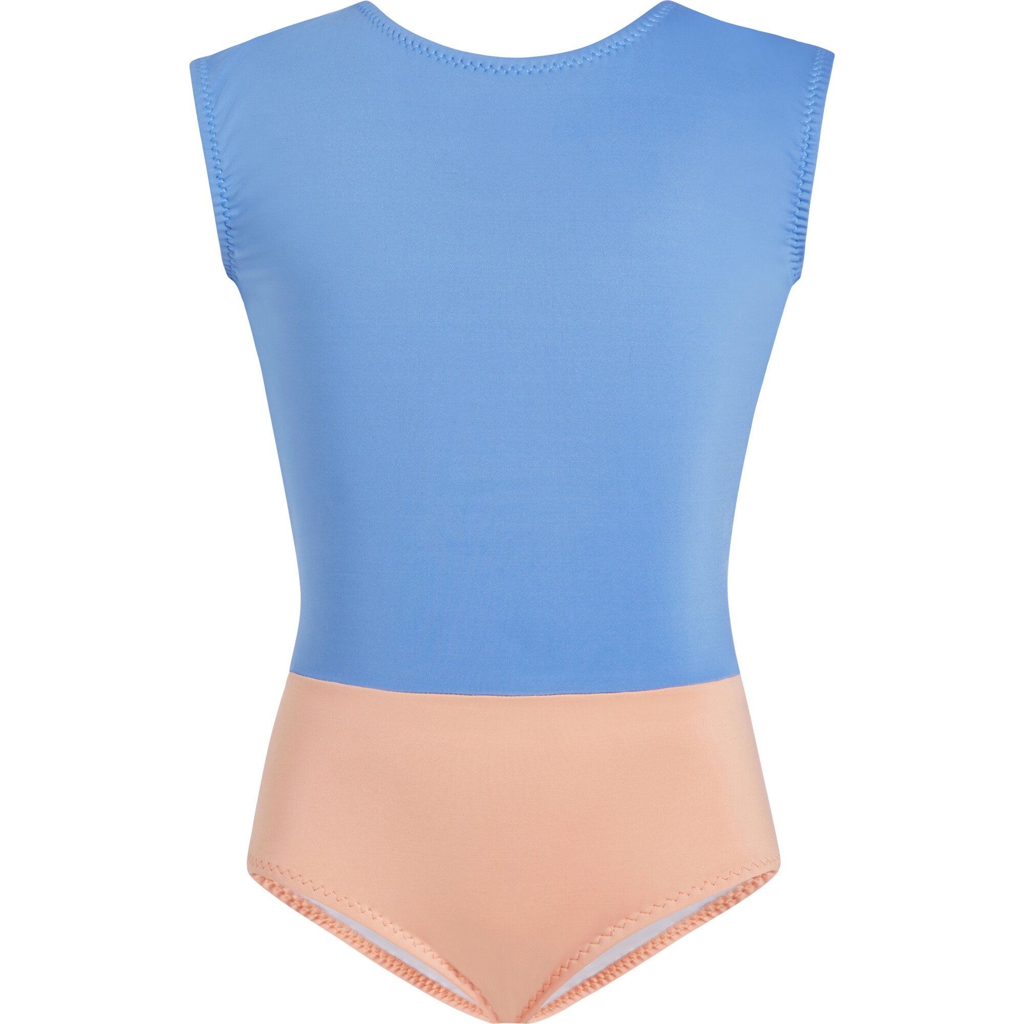 The Upper West High Neck 2-Tone One-Piece Swimsuit, Salmon Sky - One Pieces - 1