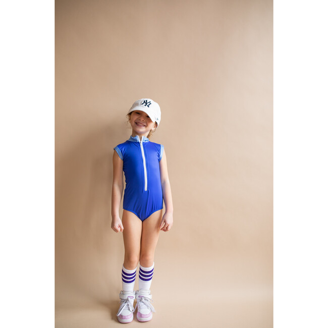 The Noho High Collar Front Half Zip One-Piece, Blue Deep - One Pieces - 3