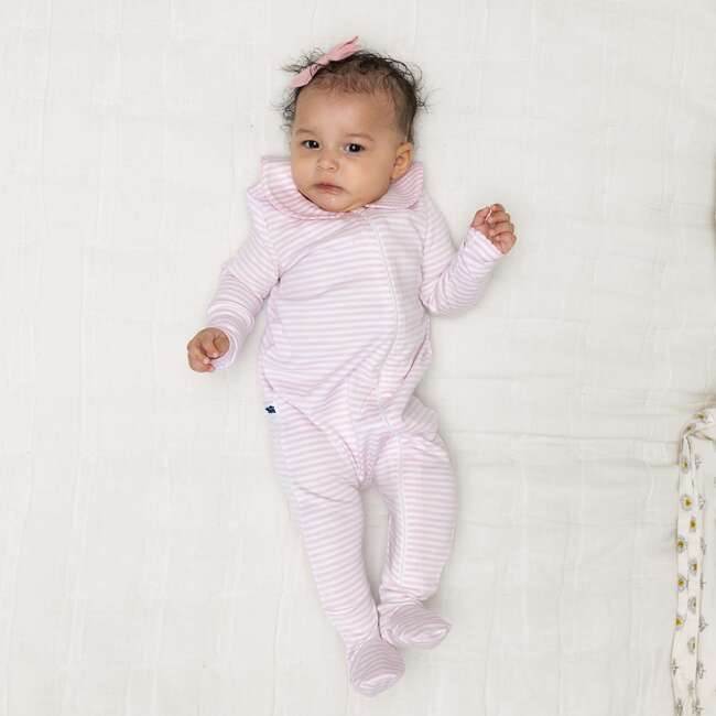 Peter Pan Collar Pajama Footie, Pink Stripe - Footie Pajamas - 4