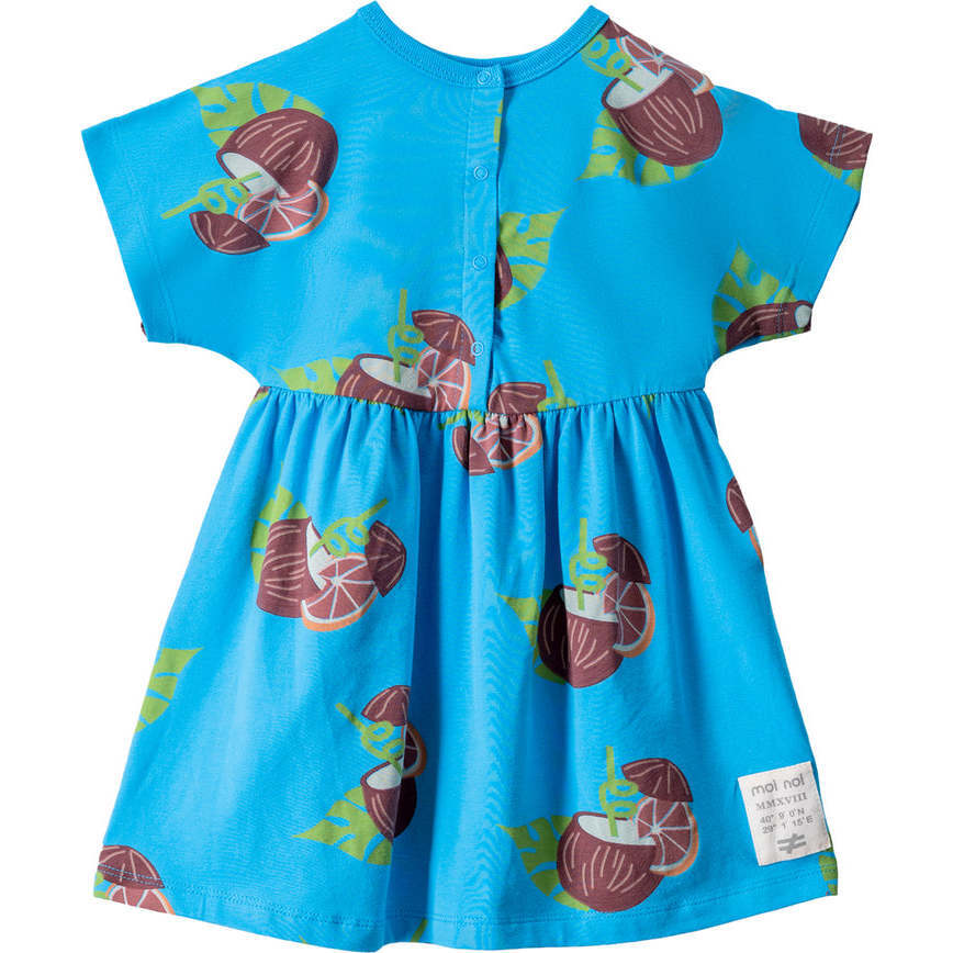 Coconut Print Summer Dress, Blue - Dresses - 1