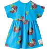 Coconut Print Summer Dress, Blue - Dresses - 1 - thumbnail