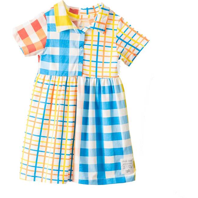 Plaid Print Polo Dress, Multicolor