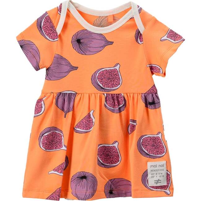 Fig Print Knitted Dress, Orange - Dresses - 1