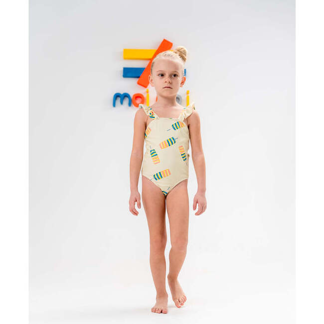 Print Ruffle One Piece Swimsuit, Multicolor - One Pieces - 2