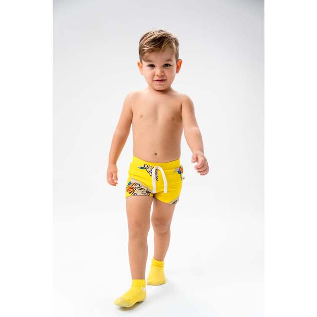 Coconut Print Swim Trunks, Blue - Swim Trunks - 2
