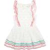2pc Heart Print Ruffle Overlay Dress, White - Dresses - 1 - thumbnail