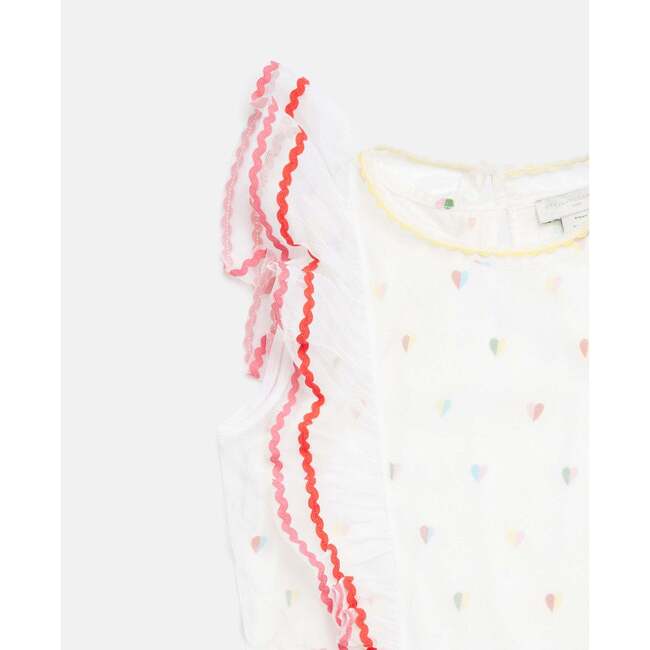 2pc Heart Print Ruffle Overlay Dress, White - Dresses - 5