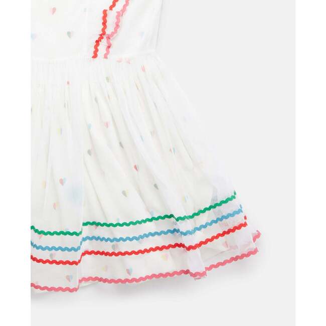 2pc Heart Print Ruffle Overlay Dress, White - Dresses - 6