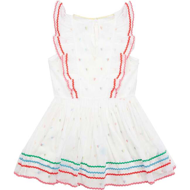 2pc Heart Print Ruffle Overlay Dress, White - Dresses - 7