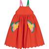 Bird Motif Summer Dress, Red - Dresses - 1 - thumbnail