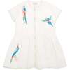 Parrot Embroidered Dress, White - Dresses - 1 - thumbnail