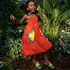Bird Motif Summer Dress, Red - Dresses - 2
