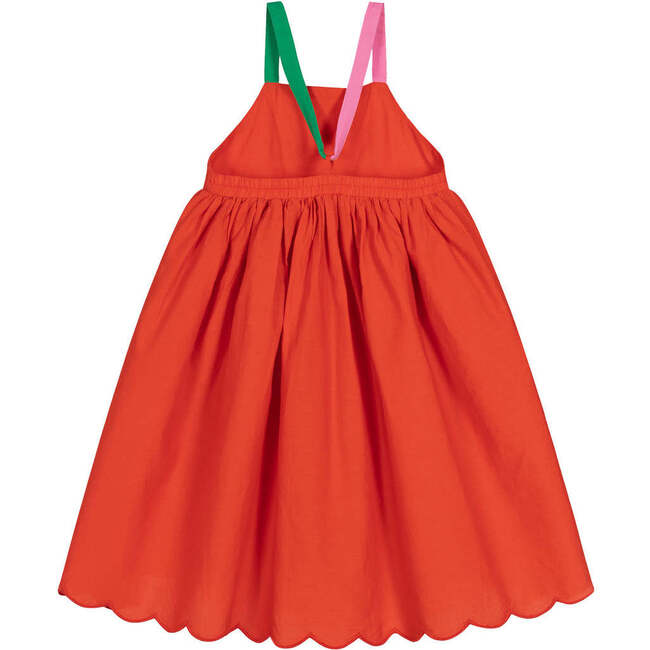 Bird Motif Summer Dress, Red - Dresses - 3