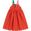 Bird Motif Summer Dress, Red - Dresses - 3