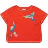 Parrot Embroidered T-Shirt, Red - Tees - 1 - thumbnail