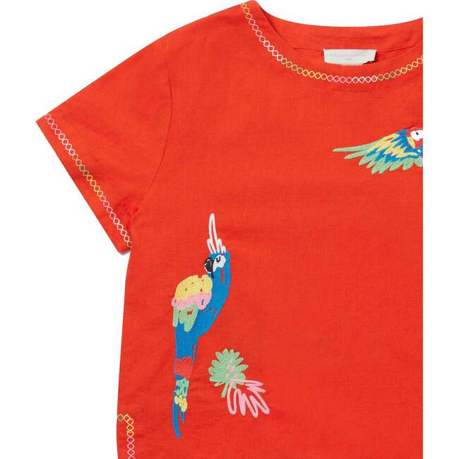 Parrot Embroidered T-Shirt, Red - Tees - 2