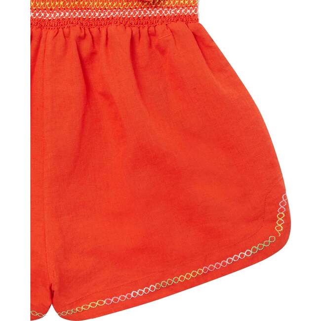 Parrot Embroidered Shorts, Red - Shorts - 3