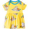 Sand Castle Print Knitted Dress, Yellow - Dresses - 1 - thumbnail