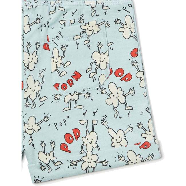 Popcorn Print Shorts, Blue - Shorts - 3