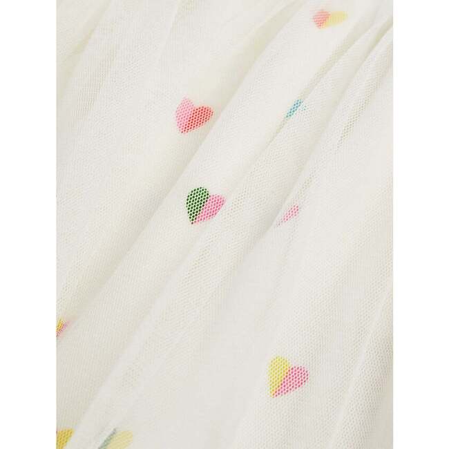 Heart Print Tulle Skirt, White - Skirts - 3