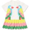 Parrot Fringe Hem Dress, White - Dresses - 1 - thumbnail