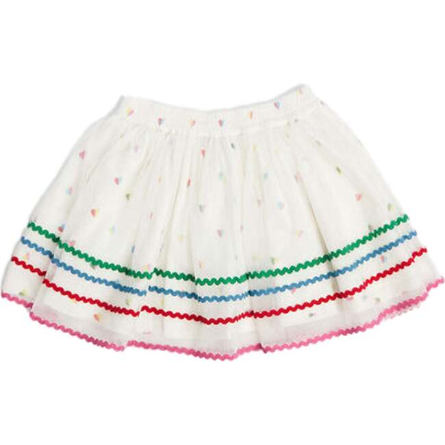 Heart Print Tulle Skirt, White - Skirts - 4