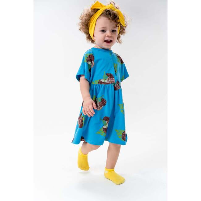Sand Castle Print Summer Dress, Yellow - Dresses - 2