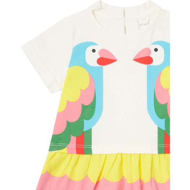 Parrot Fringe Hem Dress, White - Dresses - 3