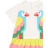 Parrot Fringe Hem Dress, White - Dresses - 3
