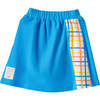 Plaid Trim Cotton Skirt, Blue - Skirts - 1 - thumbnail